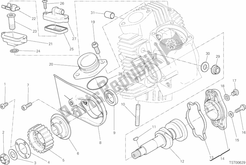 Alle onderdelen voor de Horizontaal Hoofdtimingsysteem van de Ducati Scrambler Desert Sled USA 803 2019
